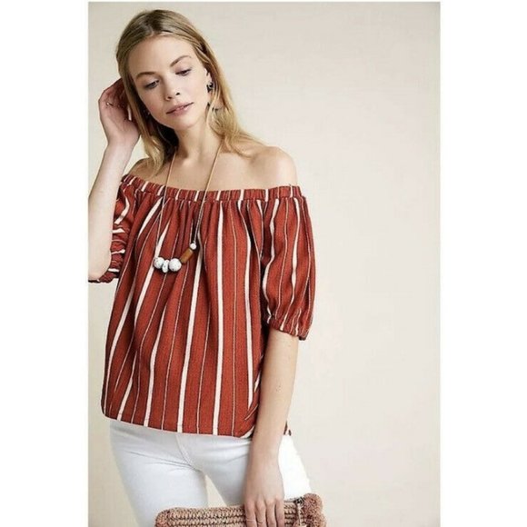 Anthropologie Elodie Off The Shoulder Top Terracotta Medium NEW Fall Autumn RARE - Picture 6 of 6